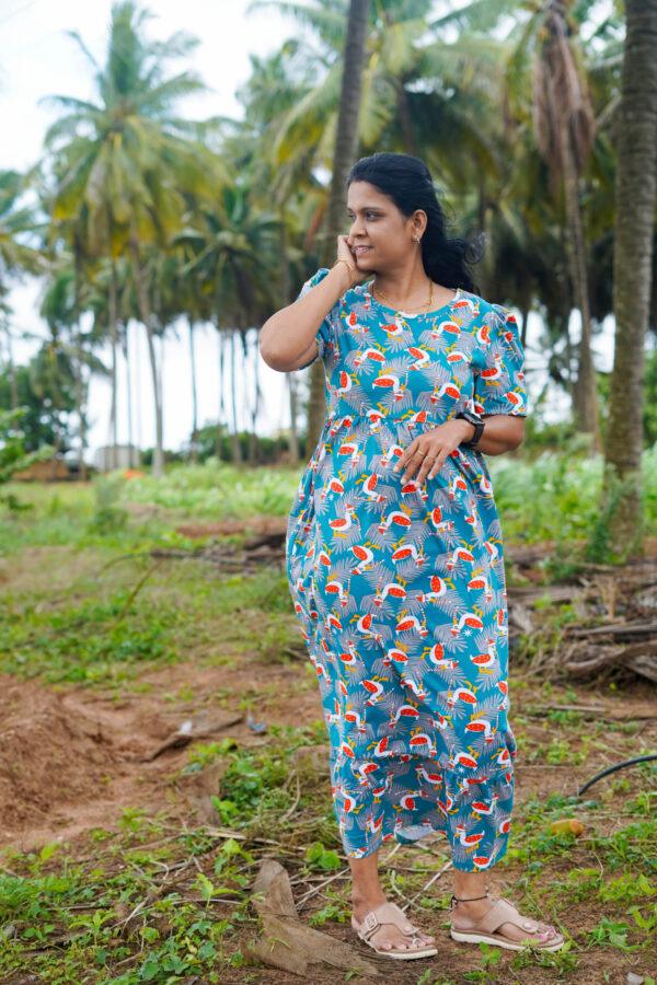 Non feeding - Blue cartoon full length maxi normal maxi  (with bottom frill)