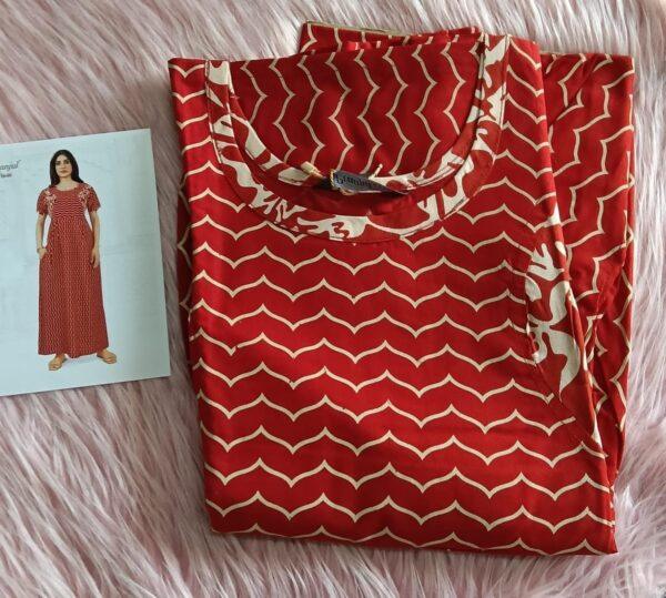Red with zigzag pattern nighty