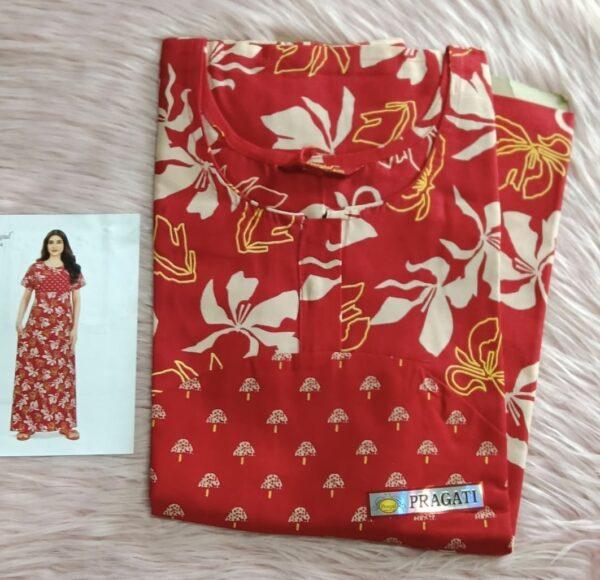 Red with floral design nighty
