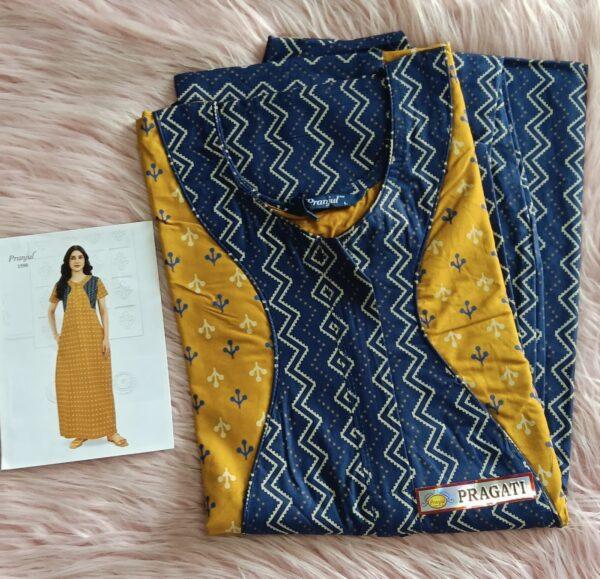 Yellow and Blue Zigzag pattern nighty