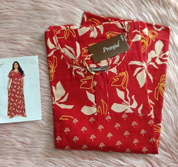 Red with floral design nighty