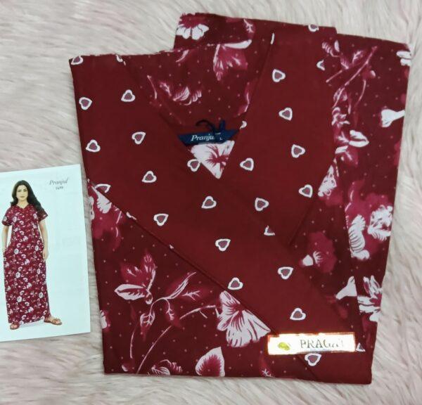 Red with white Heart & Floral nighty