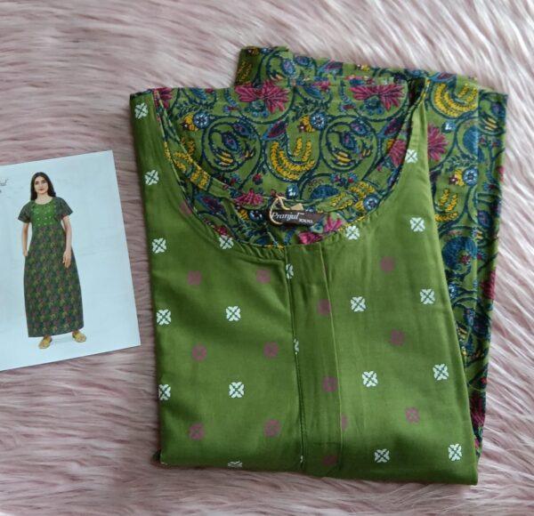 Green with floral pattern nighty