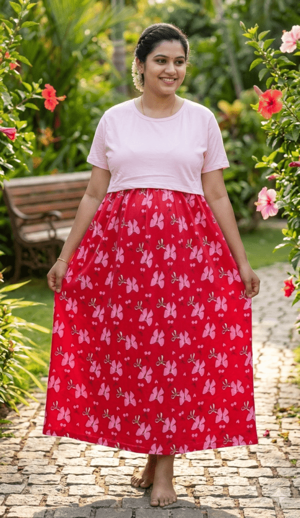 Doubletone Light Pink & Red full length-50inches