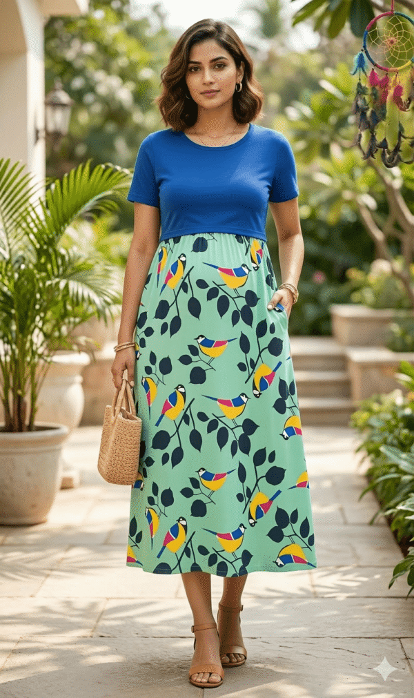 Doubletone Darkblue & Light green full length-47inches