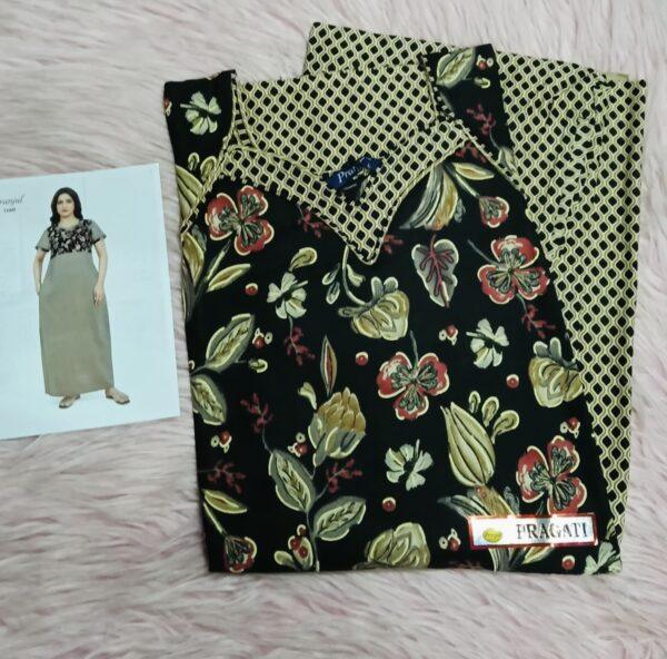 Black with floral pattern nighty