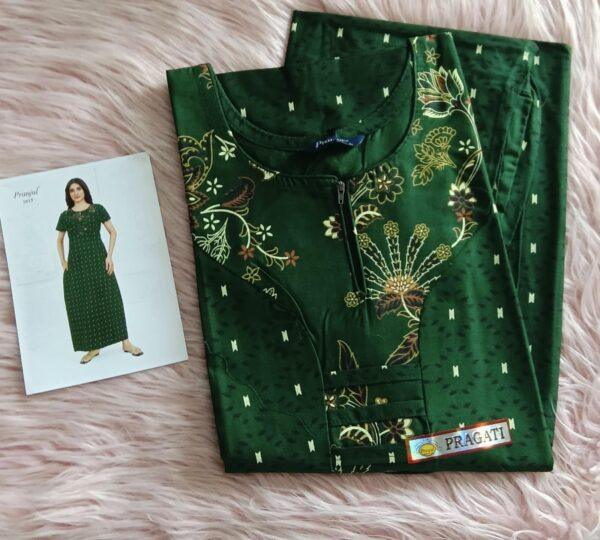 Green with floral design nighty