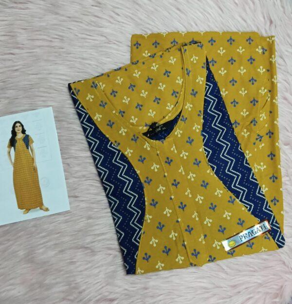 Yellow & Dark blue zigzag design nighty