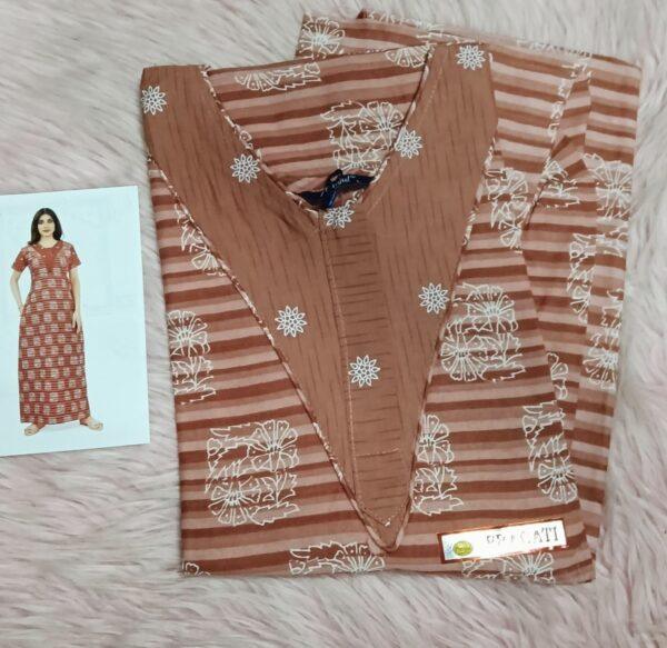 Rustic Brown with floral striped nighty