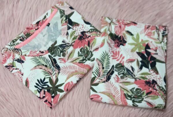 White with floral design pyjama -XL