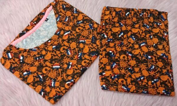 Black with motifs design pyjama -XL