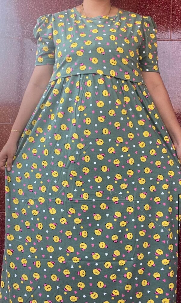 Teal green with cartoon pattern maternity maxi full length-52inches