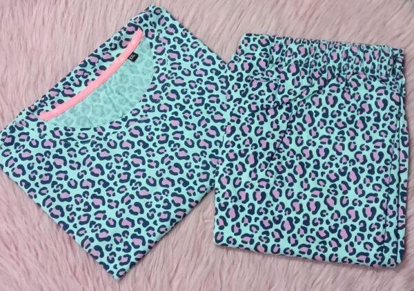 Blue with lepord pattern pyjama set - XXL