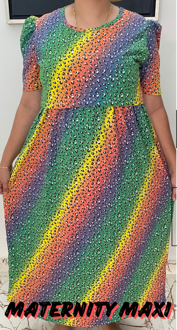 Rainbow pattern maternity maxi full length-52inches