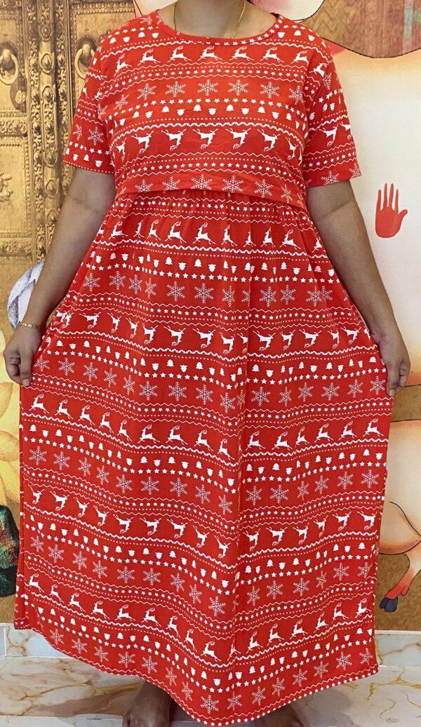 Red with X-mas patern maternity maxi full length-52inches