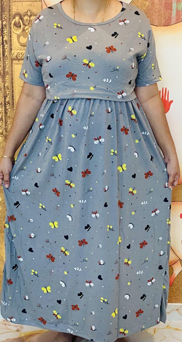 Ash with butterfly patern maternity maxi full length-52inches