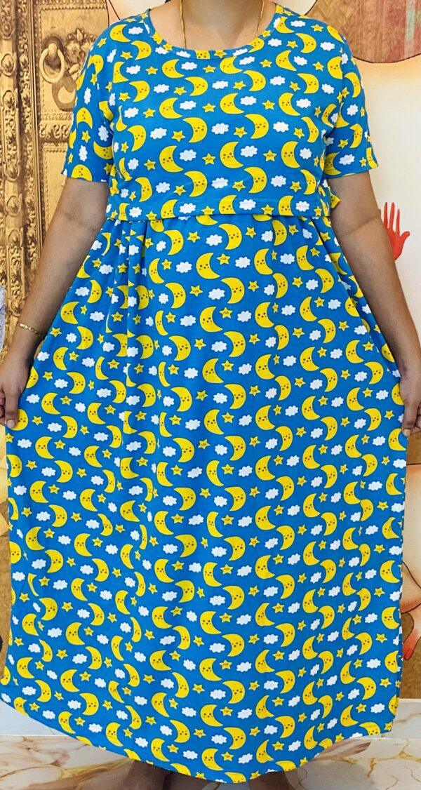 Blue with moon&star patern maternity maxi full length-52inches