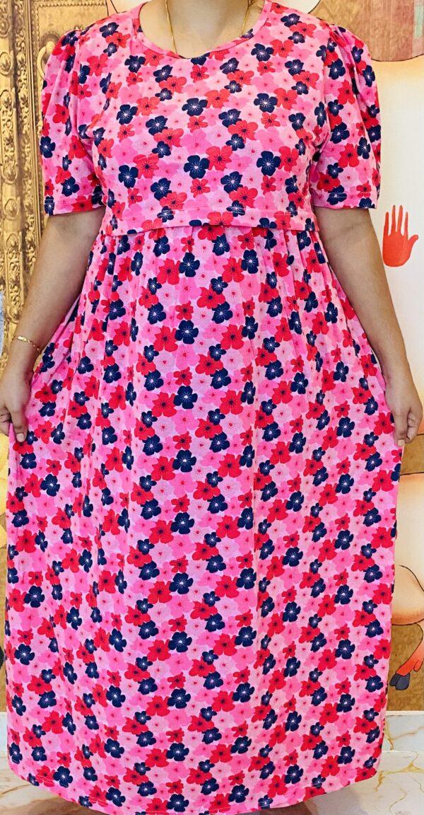 Pink Floral pattern maternity maxi full length-52inches