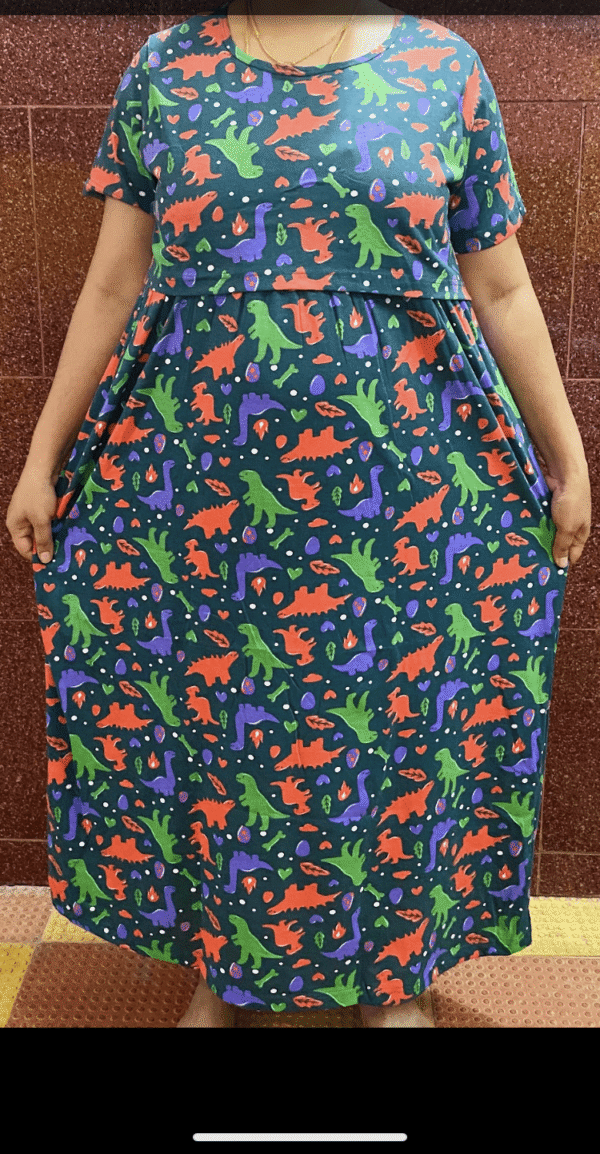 Dark blue with dragon patern maternity maxi full length-52inches