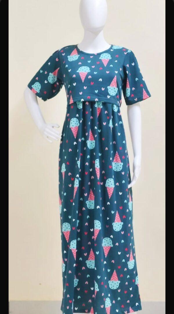 Green with icecream pattern maternity maxi full length-52inches