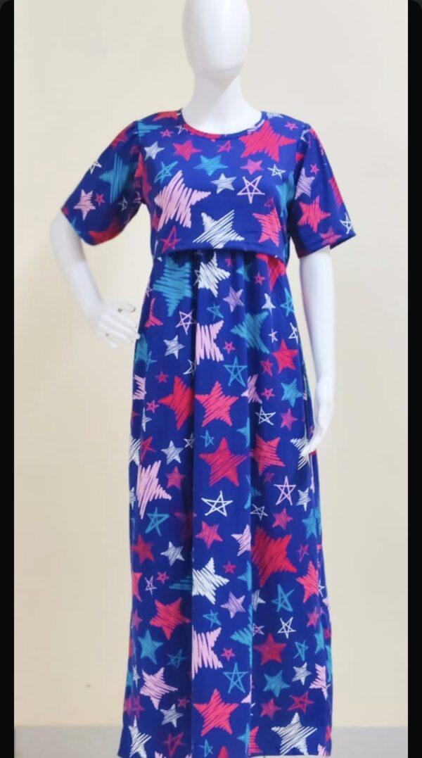 Dark blue with star pattern maternity maxi full length-52inches