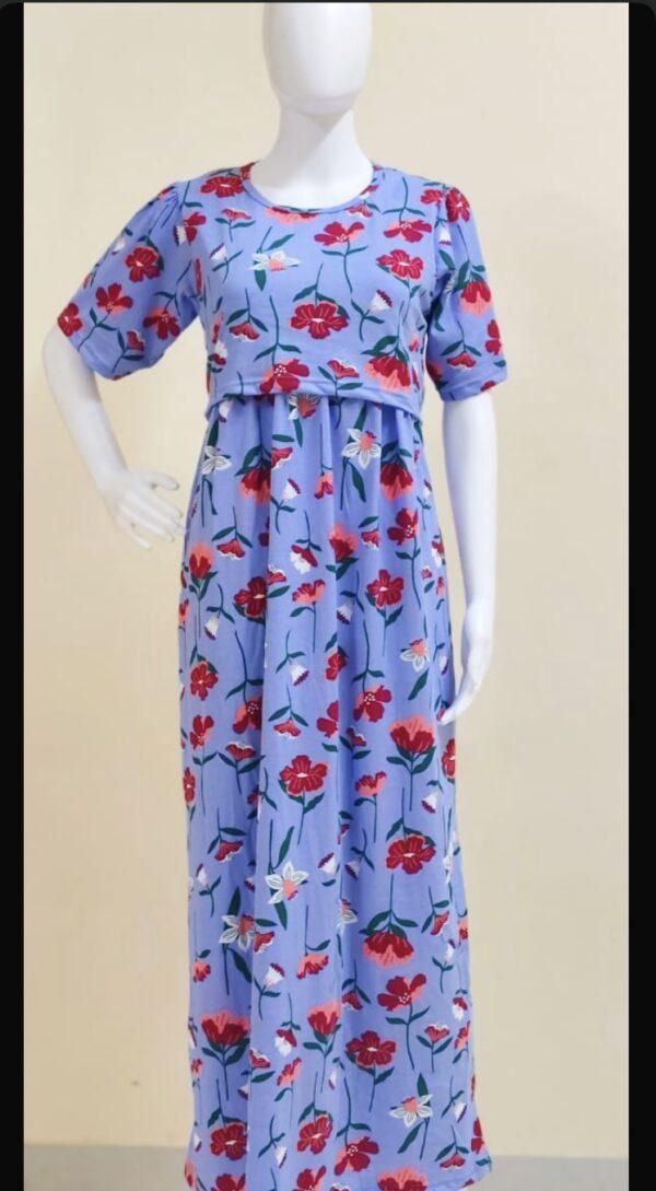 Blue with floral pattern maternity maxi full length-52inches