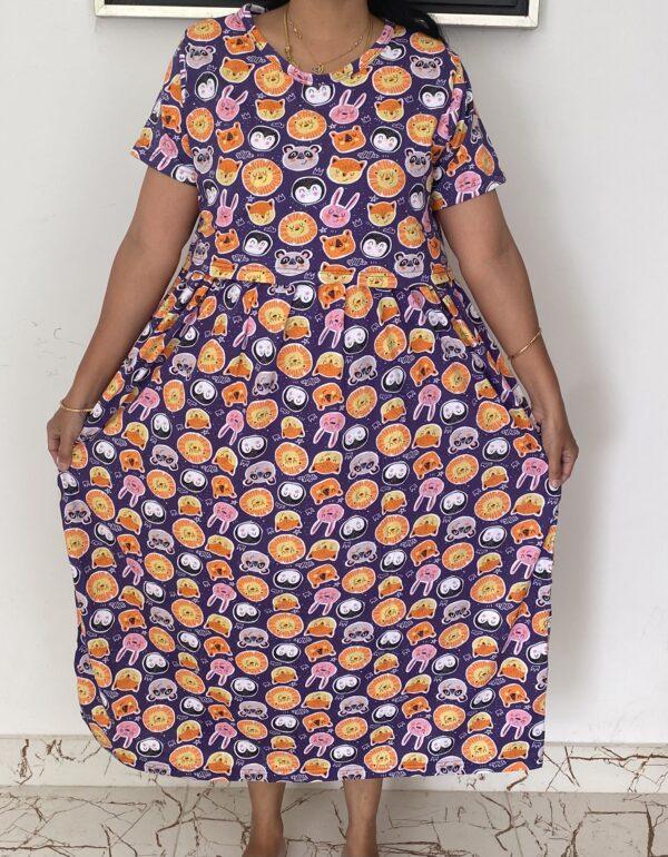 Purple with cartoon pattern calf length-47inches