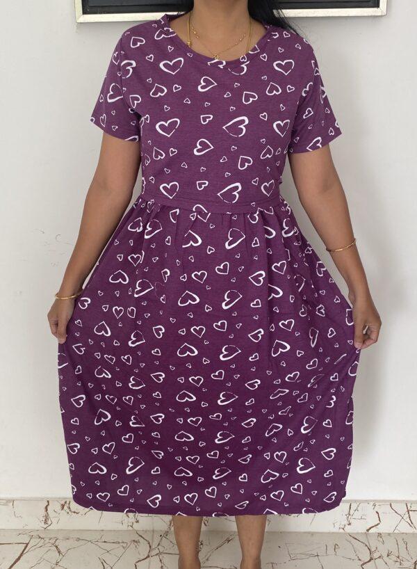 Purple with heart pattern calf length-47inches