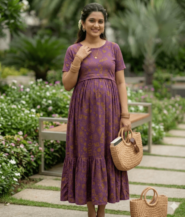 Purple zipless maternity with bottom frill (48-height)