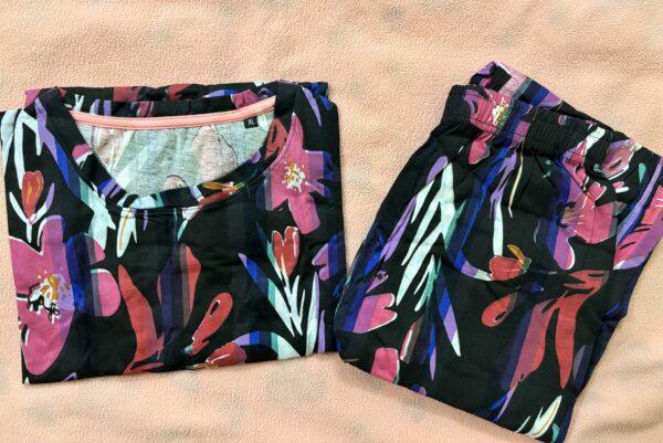 Black with floral pyjama set - XXL