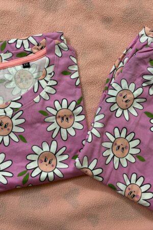 Pink with floral pyjama set - XXL
