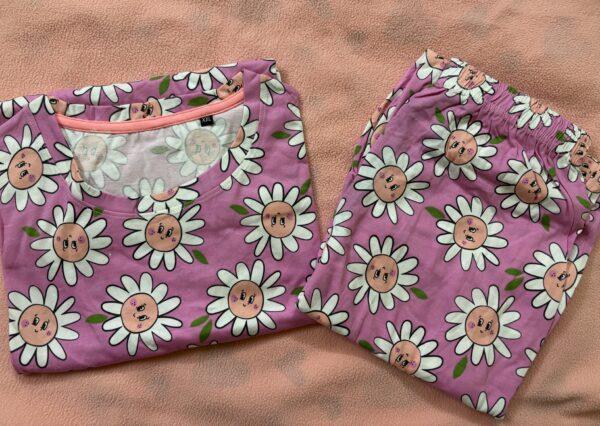 Pink with floral pyjama set - XXL