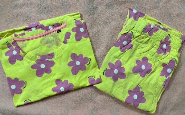 Yellow with floral pyjama set - XL