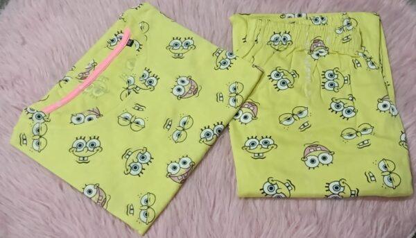 Yellow with cartoon pyjama set - XXL