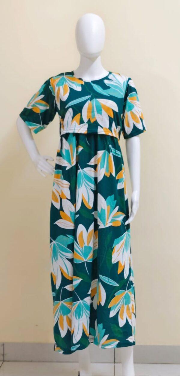 Green with floral patern maternity maxi full length-52inches