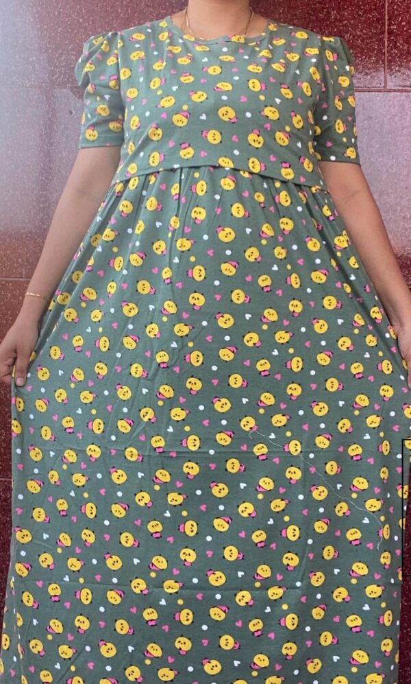 Green with cartoon pattern maternity maxi full length-50inches