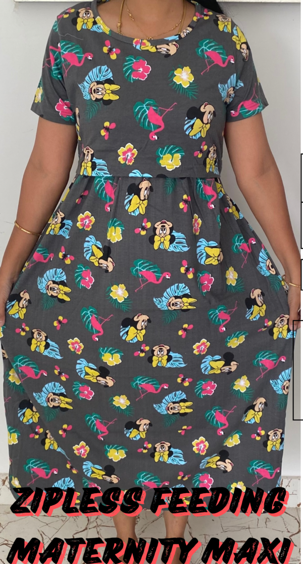 Mickey pattern maternity maxi full length-50inches