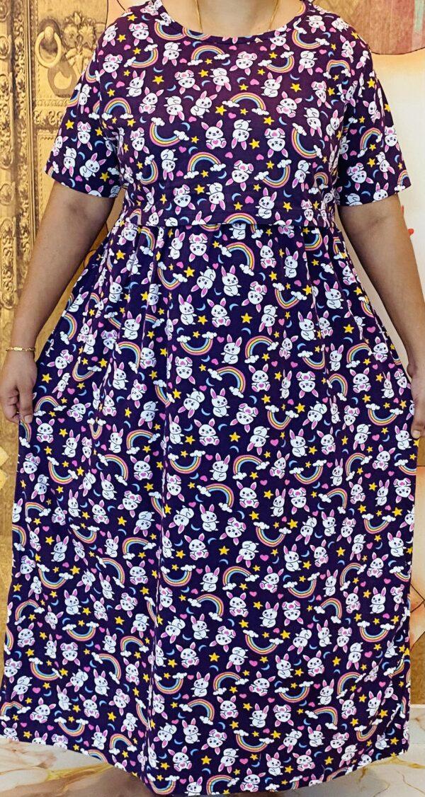 Violet with bunny pattern maternity maxi full length-50inches