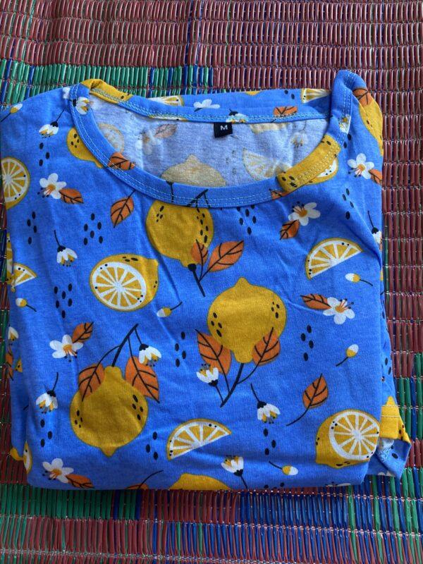 Blue with lemon pattern maternity maxi full length-50inches