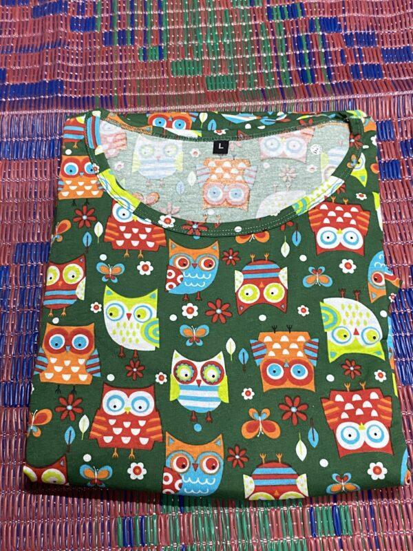Green with owl pattern pattern maternity maxi full length-50inches