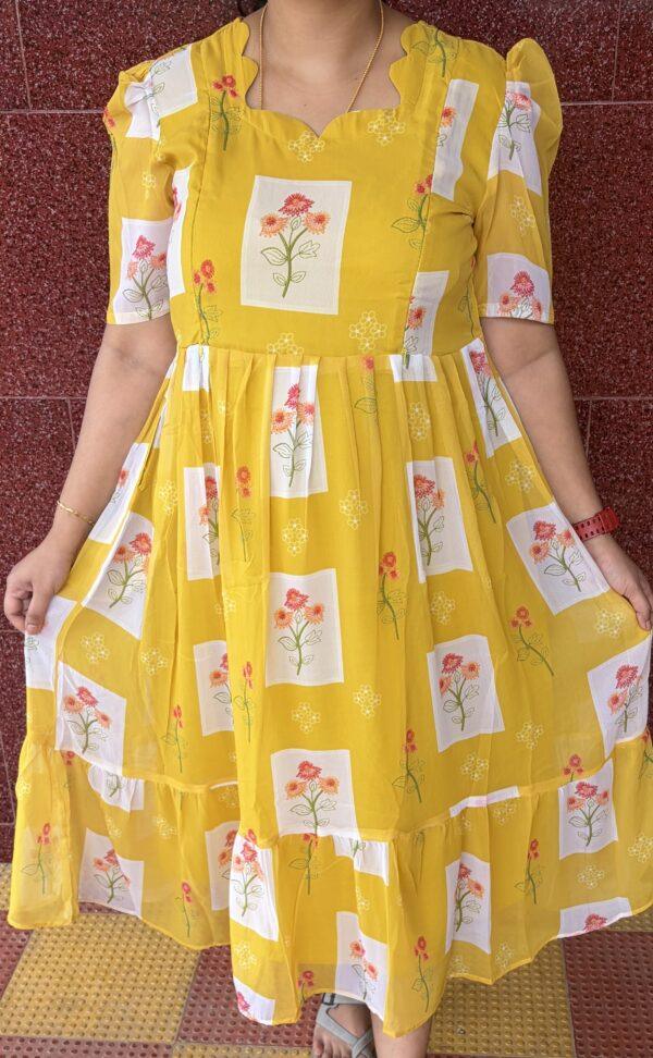 Yellow floral georgette Maternity Kurti