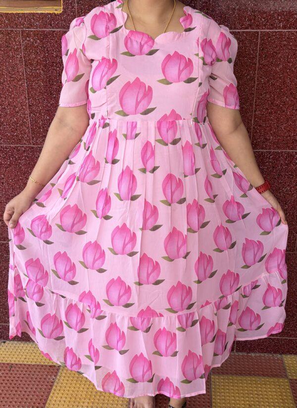 Pink lotus georgette Maternity Kurti