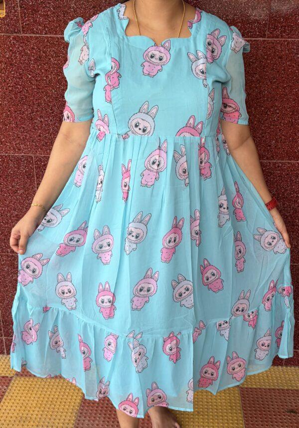Blue labubu georgette Maternity Kurti