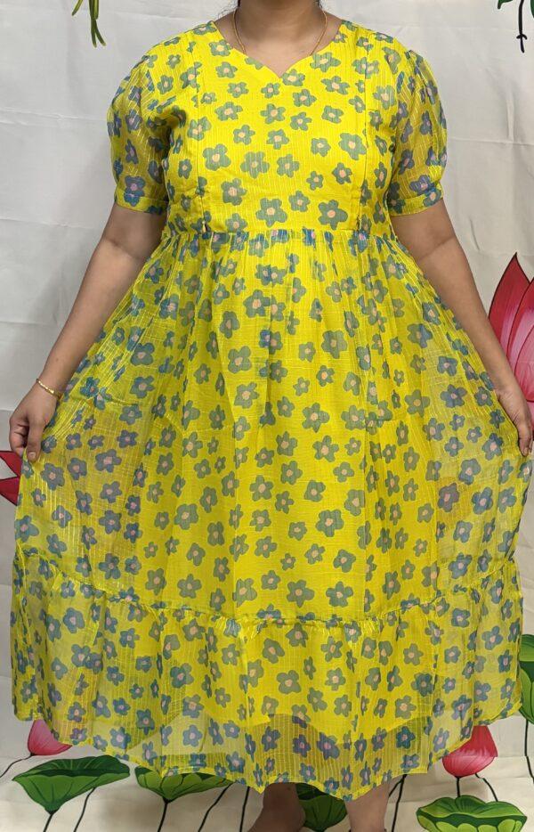 Yellow floral georgette Maternity Kurti