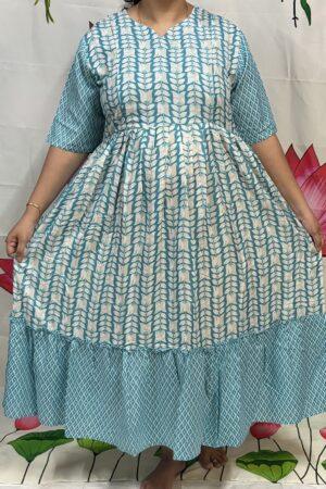 blue muslin silk Maternity Kurti