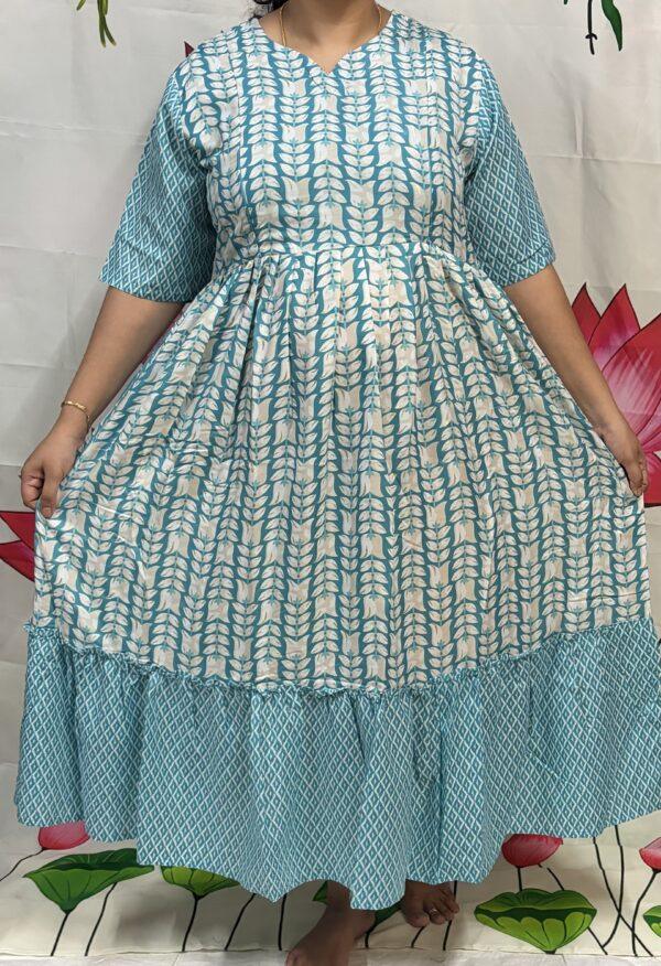 blue muslin silk Maternity Kurti