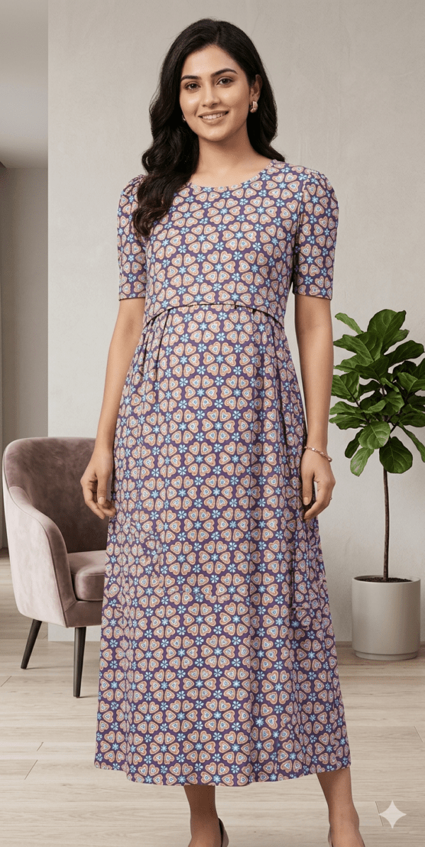 Dark Violet heart floral full length-52inches
