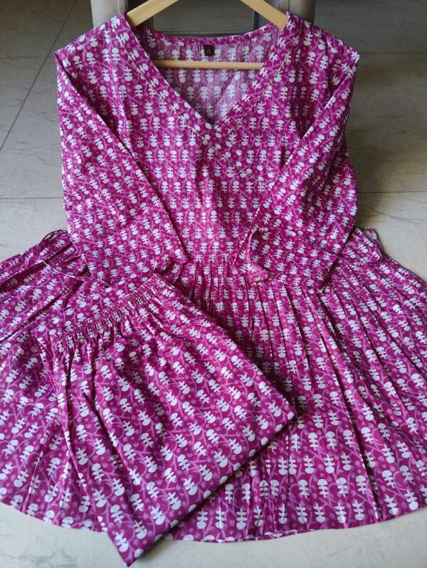 Purple shade cotton peplum set