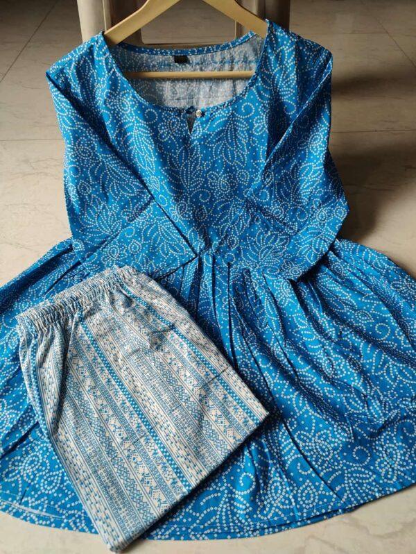 Blue cotton peplum set