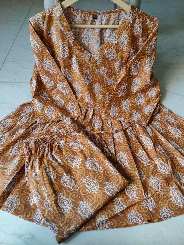 Deep mustard cotton peplum set